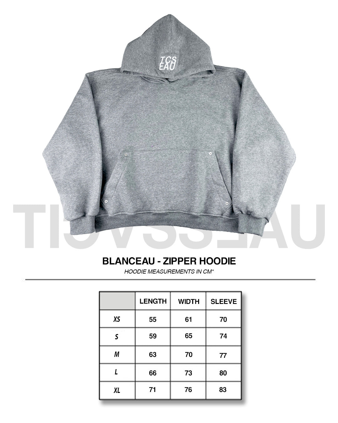 BLANCEAU - Gray Zipper Hoodie