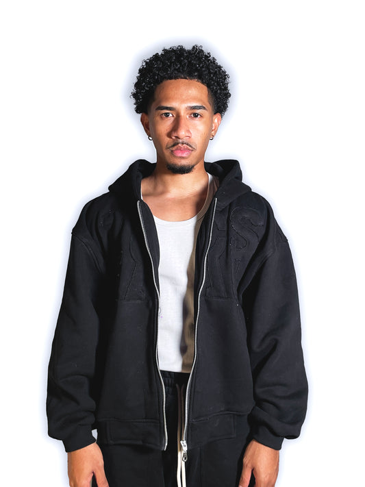 BLANCEAU V2 - Slate Black Zipper Hoodie