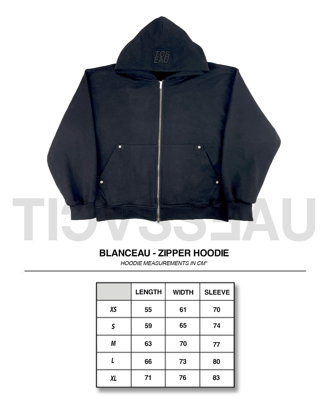 BLANCEAU - Black Zipper Hoodie