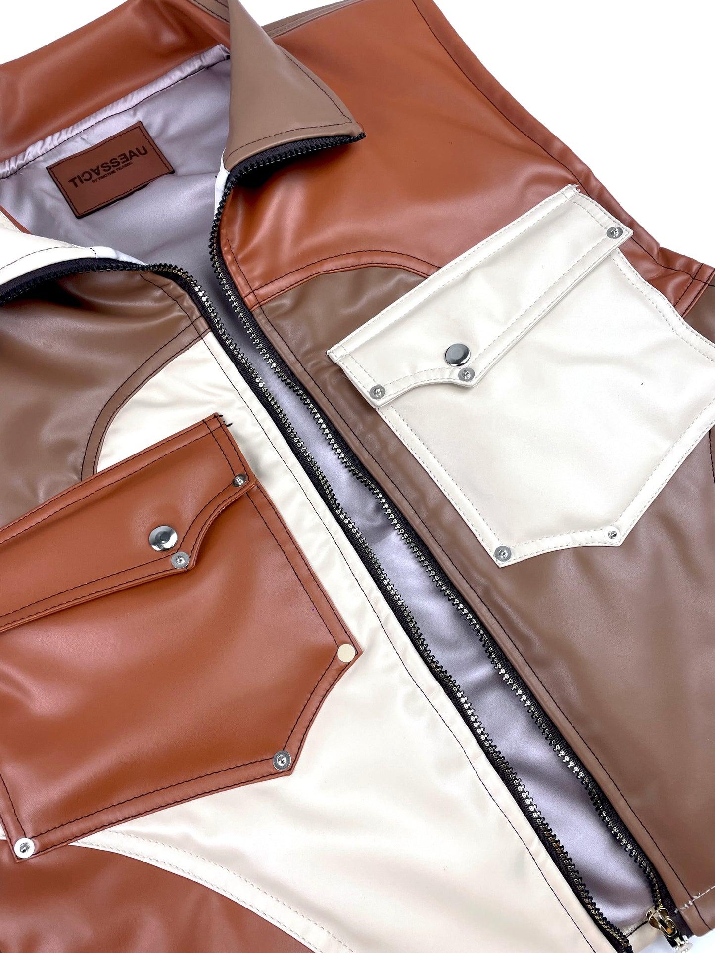 COKLATERIA - Leather Puffer Vest