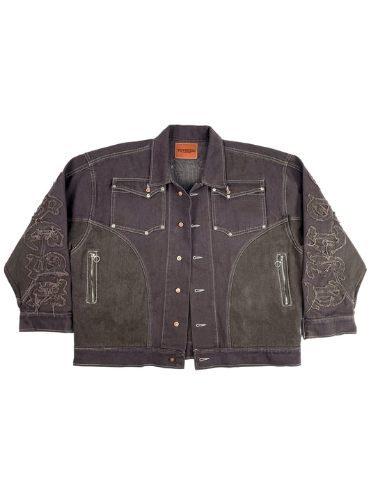 HAZELTUN - Brown Two Tone Denim Jacket