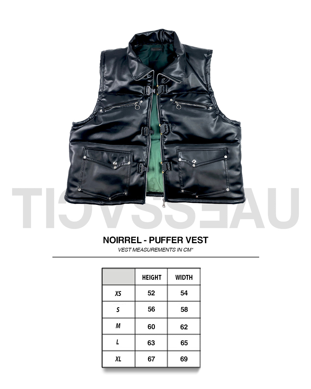 NOIRREL - Black Leather Puffer Vest