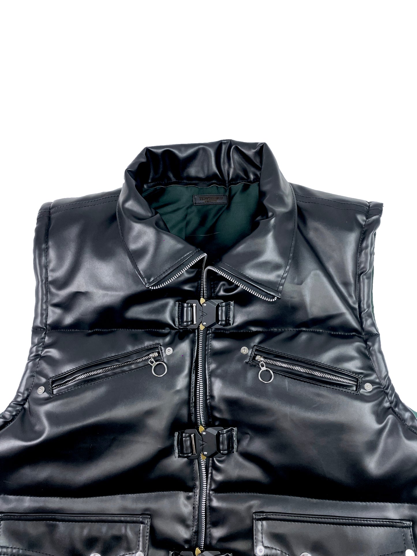 NOIRREL - Black Leather Puffer Vest