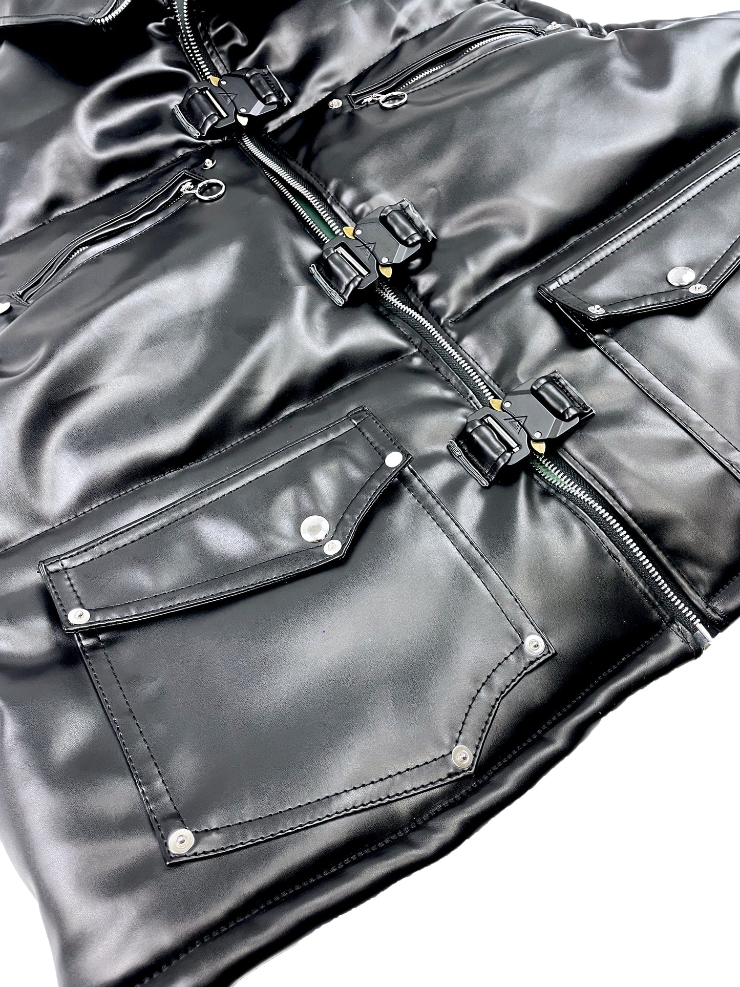 NOIRREL - Black Leather Puffer Vest